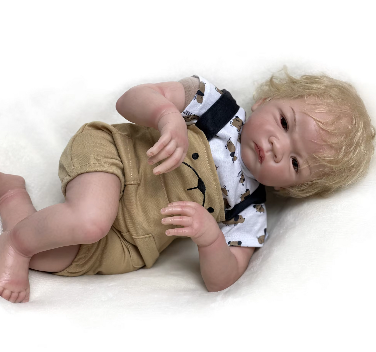Charlie – Boneca Reborn Realista de 55 cm com Cabelo Loiro Implantado