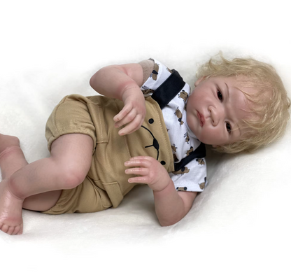 Charlie – Boneca Reborn Realista de 55 cm com Cabelo Loiro Implantado